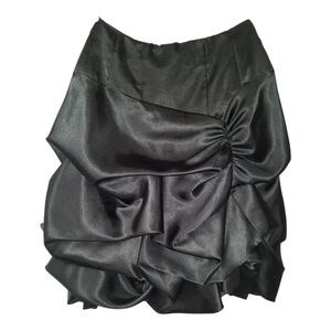 New - Le CHATEAU Black Ruffle Skirt Size Zero (0) Made In Canada Zipper Closure